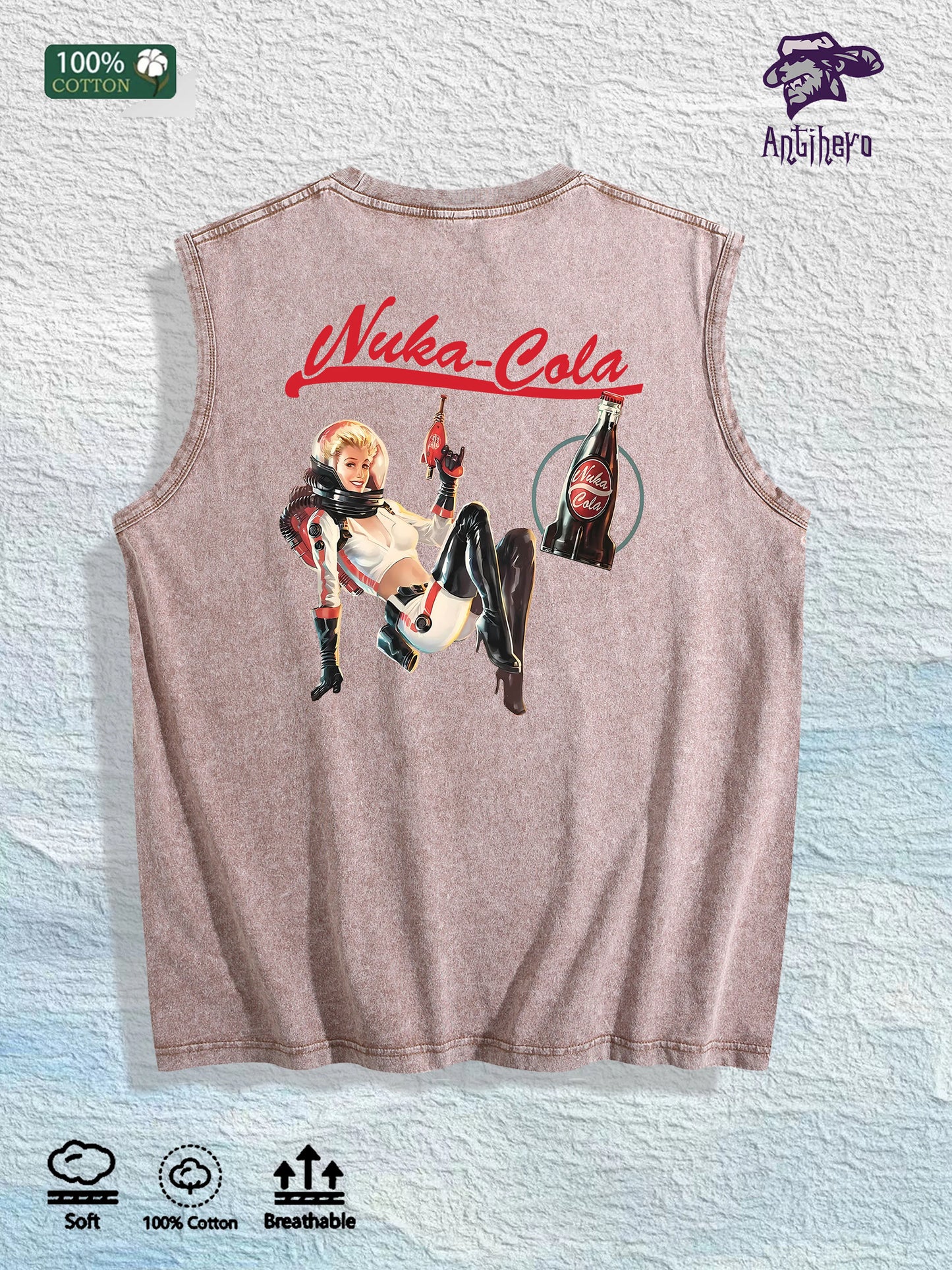 Nuka Cola Graphic Washed Vest US Warehouse 3 Colors Cotton Tank
