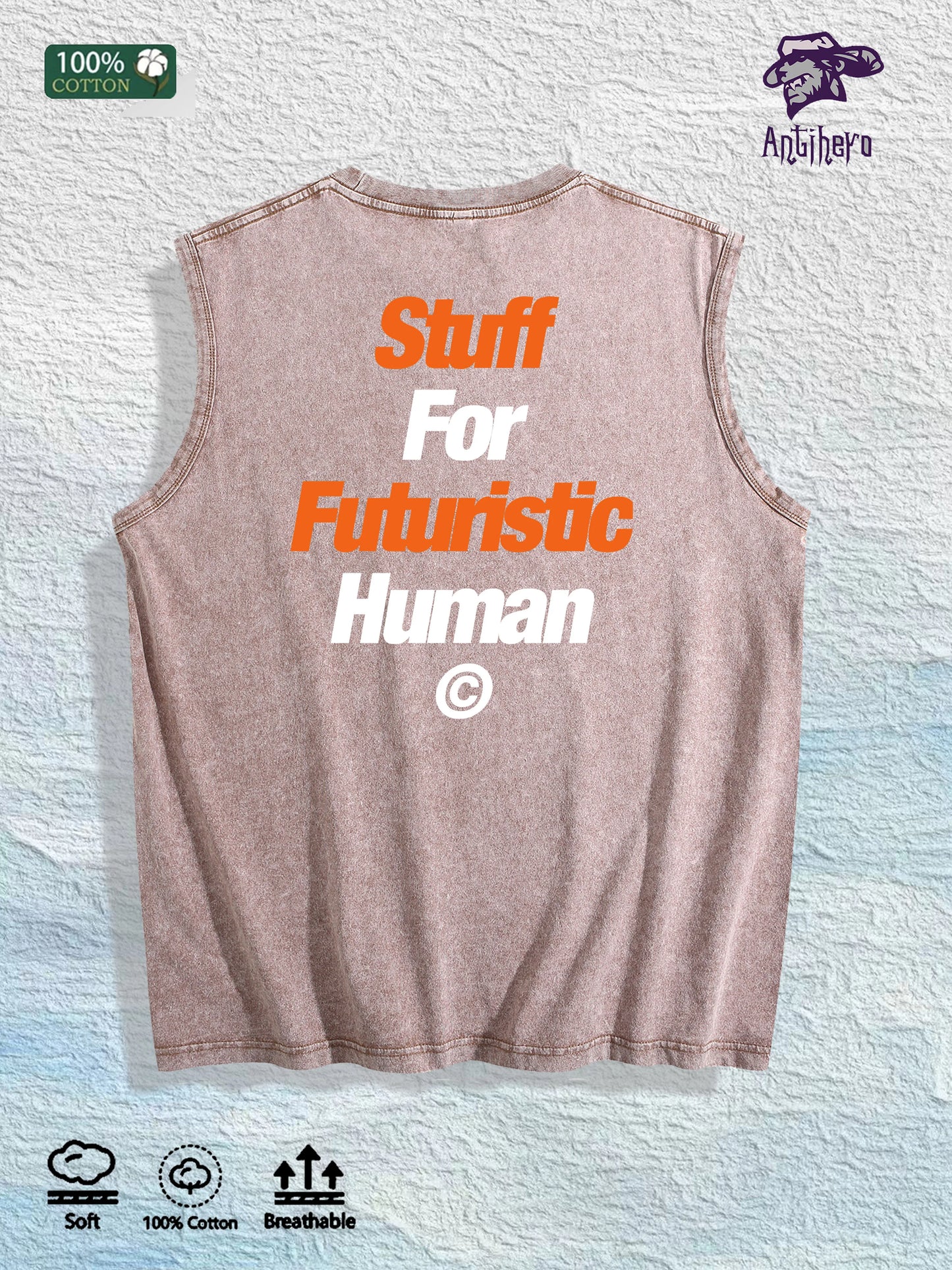 SAINT GLOBAL Graphic Washed Vest US Warehouse 3 Colors Cotton Tank