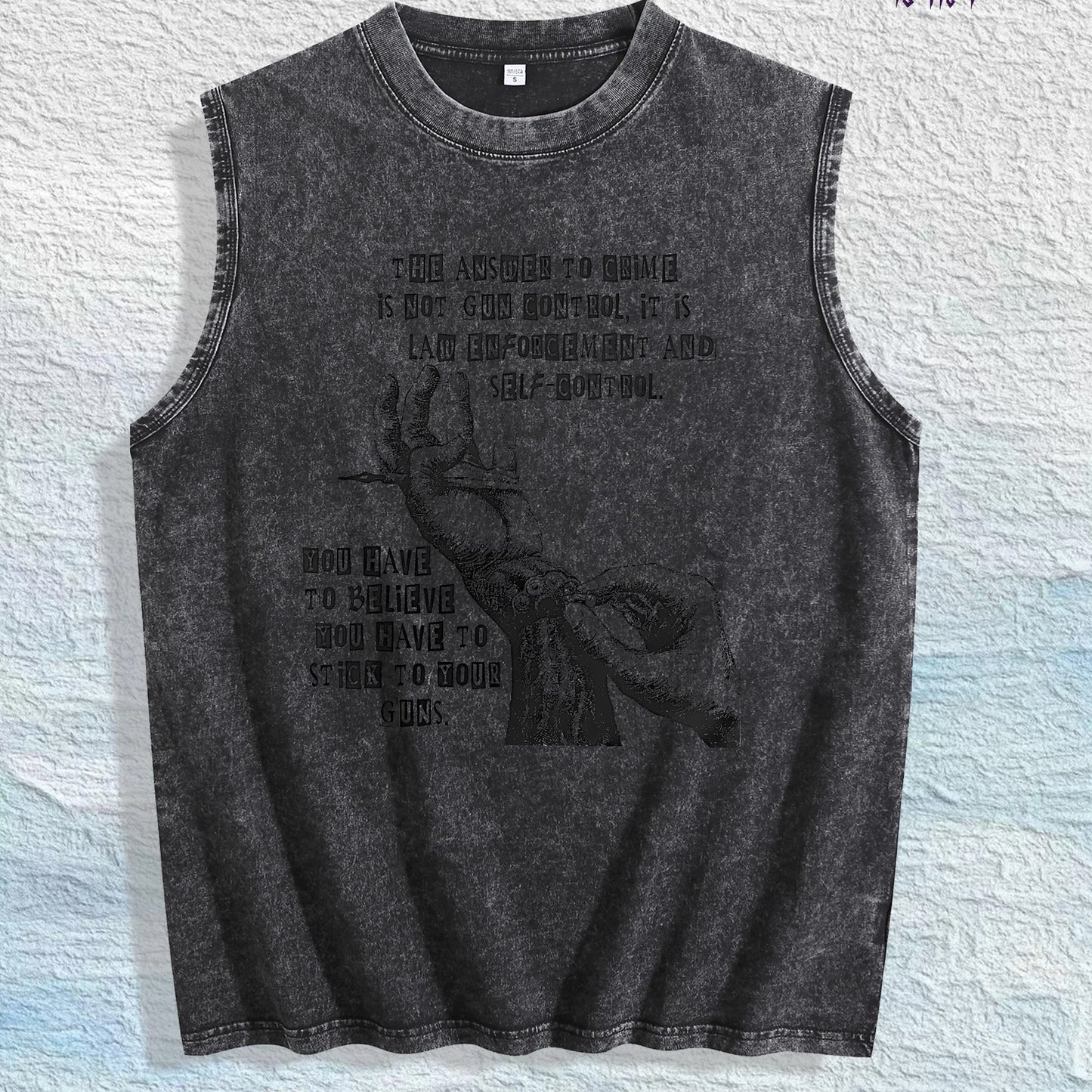 Faith Print Washed Sleeveless Vest, US Warehouse, 3 Colors Available