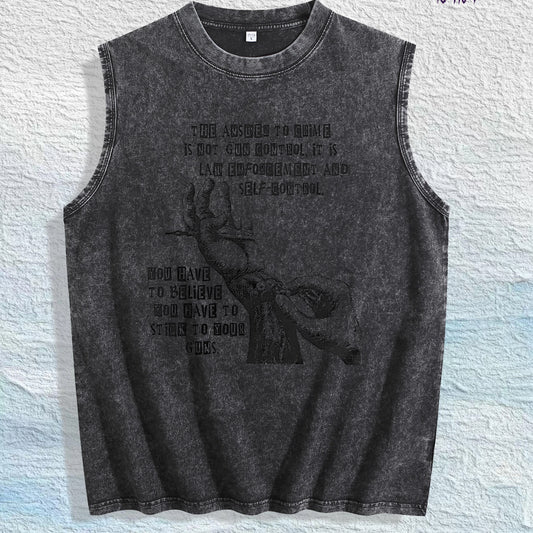Faith Print Washed Sleeveless Vest, US Warehouse, 3 Colors Available