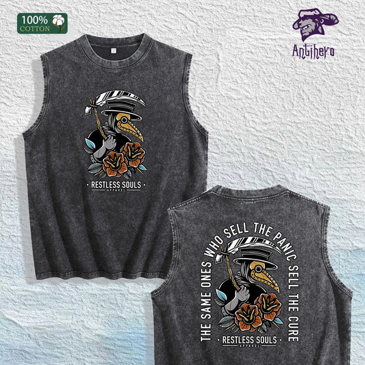 Restless Souls Graphic Washed Vest US Warehouse 3 Colors Cotton Tank