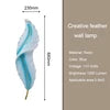 Modern Minimalist LED Luxury Feather Fine Carved Pattern Framed Hanging Channel Decoration Wall Lamps for Bedroom Walls