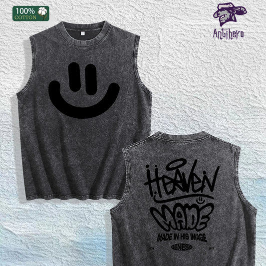 Heaven Made Graphic Washed Vest US Warehouse 3 Colors Cotton Tank