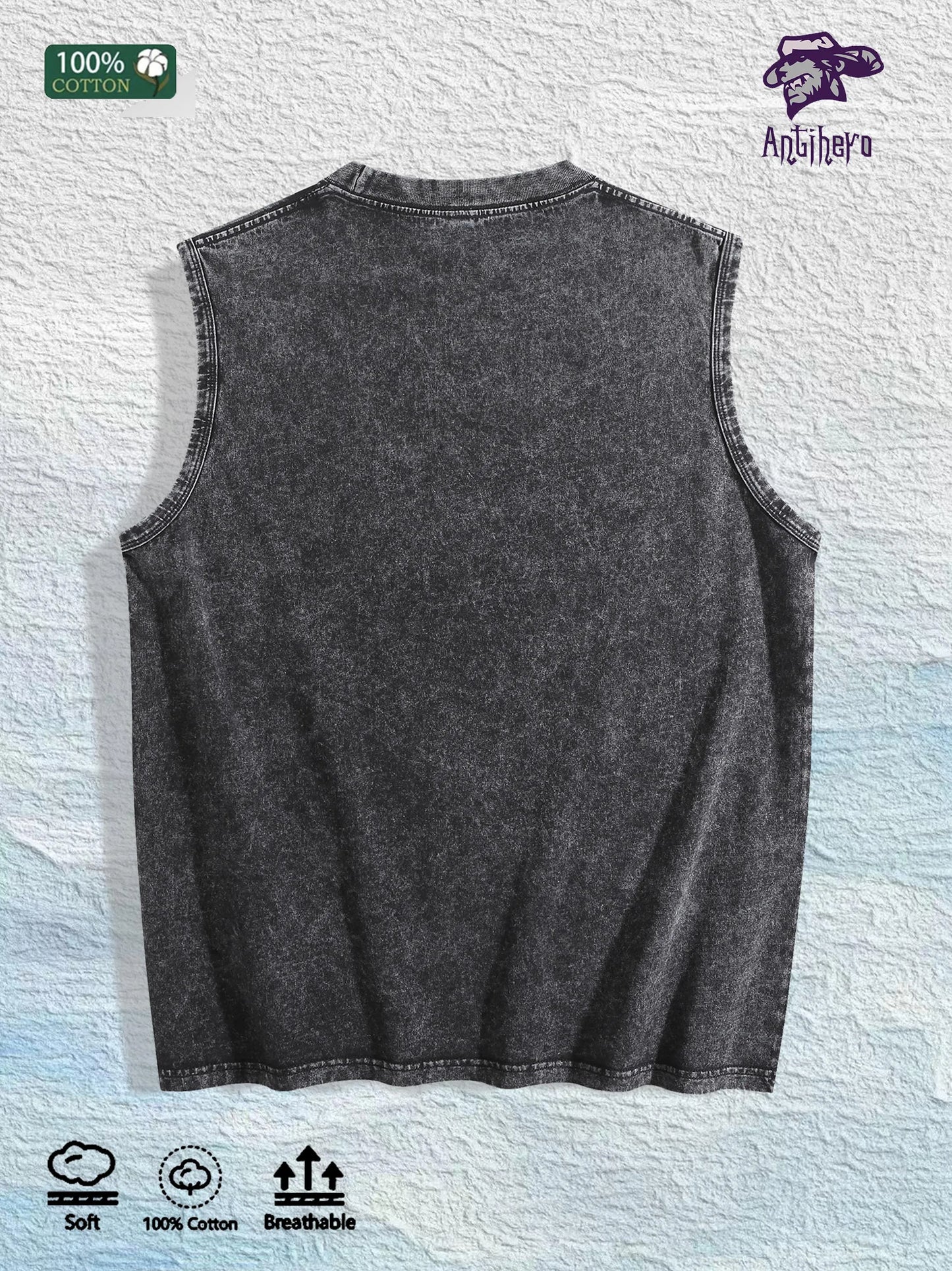 ESTAR 2024 Graphic Washed Vest US Warehouse 3 Colors Cotton Tank