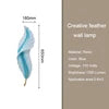 Modern Minimalist LED Luxury Feather Fine Carved Pattern Framed Hanging Channel Decoration Wall Lamps for Bedroom Walls