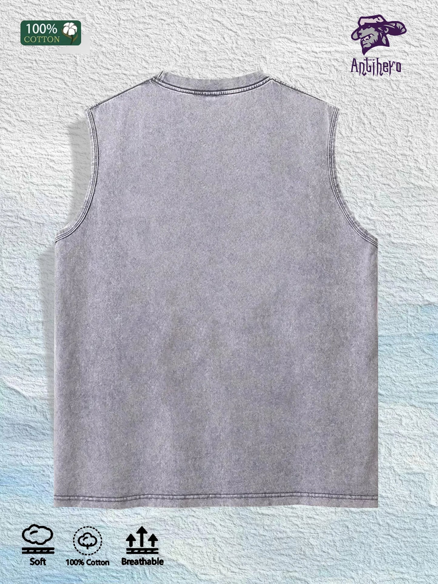 ESTAR 2024 Graphic Washed Vest US Warehouse 3 Colors Cotton Tank
