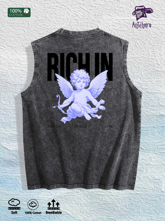 Angel & RICH in Graphic Washed Vest US Warehouse 3 Colors Cotton Tank