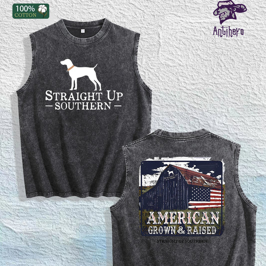 Straight up Southern Graphic Washed Vest US Warehouse 3 Colors Cotton Tank
