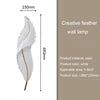 Modern Minimalist LED Luxury Feather Fine Carved Pattern Framed Hanging Channel Decoration Wall Lamps for Bedroom Walls